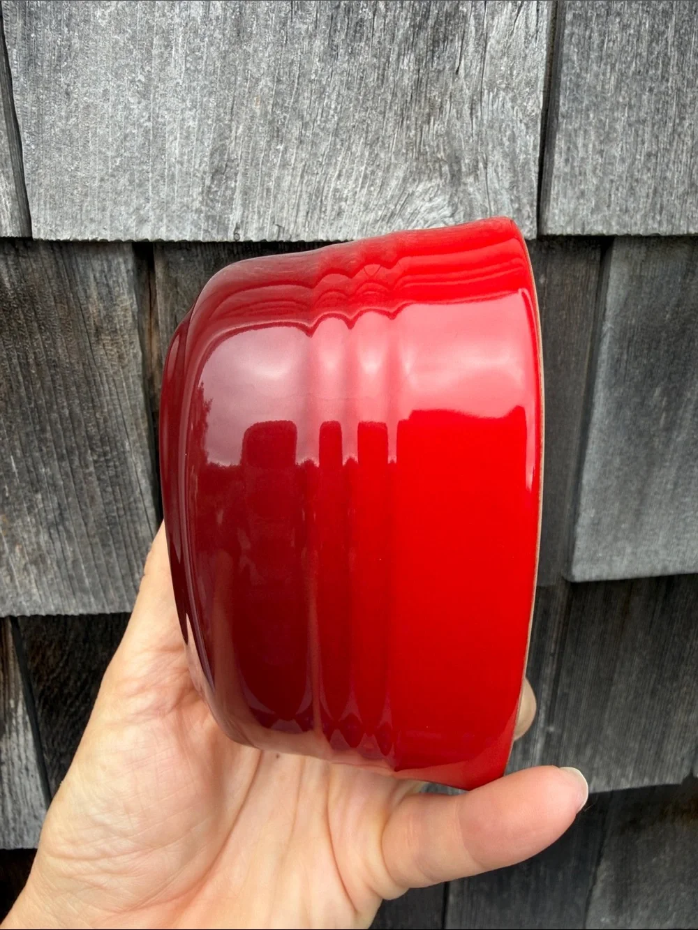 Le Creuset Heart Ramekin Red Ombré Glaze Ceramic